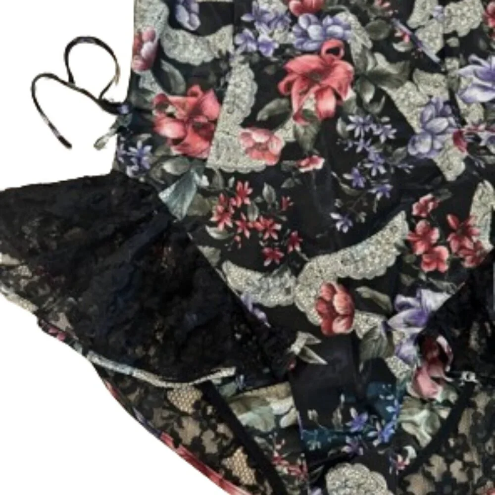 Vintage Victoria’s Secret Gold Label Teddy Romper Lace Floral Satin Dainty Med - Picture 11 of 13